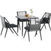 Outsunny Set da Giardino 4 Sedie con Cuscini e Tavolo Quadrato in Vetro Grigio