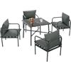 Outsunny Set da Giardino 5pz in Acciaio con 4 Sedie e Tavolo con Foro Centrale