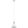Eglo lampada a sospensione Sabinar, lampada a sospensione a uno punto | luce, lampada appesa in acciaio e legno, bianco, marrone, E27, diametro 28 cm, certificazione FSC