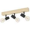 Eglo lampada da soffitto Townshend 3, plafoniera vintage a tre punti | luce, dal design industrial, lampada retrò in acciaio e legno, nero, marrone, E27