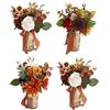 Ansofi Set di 4 mini bouquet di fiori per damigella d'onore, colore arancione bruciato, set di 4 piccoli centrotavola floreali, per decorazioni per la casa
