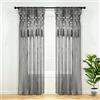 Lush Decor Tenda da finestra in cotone macramè bohémien/divisorio/sfondo per matrimonio/decorazione da parete, 213,4 cm di lunghezza x 127 cm di larghezza, grigio