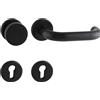 HOPPE Parigi - Maniglia per porta + pomello fisso su rosetta rotonda PZ per porta di spessore 37 - 42 mm, in acciaio inox nero opaco