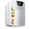 XUEYEDI Mini frigorifero portatile per auto con congelatore 20L - Piccolo frigorifero per auto e casa con display touch Doppia porta 12V Frigo per auto più caldo,Silver