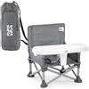 Bright Starts, Rialzo per sedia portatile Pop 'N Sit, per uso interno/esterno, sedile da pavimento con vassoio, grigio, 6 mesi-3 anni