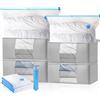 Rivasen Sacchetti Sottovuoto Vestiti Set, 4 Buste Sottovuoto, 4 Scatole per Armadio con Maniglia e Cerniera, 1 Pompa a Mano, per Vestiti, Piumoni, Cuscini e Lenzuola