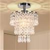 FRIXCHUR Piccoli lampadari di cristallo LED plafoniere a 3 livelli di cristallo goccia di pioggia lampadario illuminazione decorazione per camera da letto corridoio soggiorno, cromato, E26
