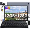XUEMI Tablet 10 Pollici 2 in 1 Android 13 con 12 GB RAM + 128 GB ROM (1TB TF), Octa Core 2,0 GHz CPU, Android Tablet in Offerta topo tastiera, Certificazione GMS, 5MP+8MP, 6000mAh (Grigio)