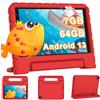 YESTEL Tablet Bambini 8 pollici Android 13, 7GB RAM 64GB ROM 1TB Espandibile, WiFi 6 BT 5.0, 5MP+2MP, 3600mAh, 1280*800, GPS, Apprendimento Educazione, Controllo Parentale,ablet PC con Custodia, Rosso