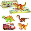 LEcylankEr Puzzle Bambini 2 3 4 Anni, Puzzle Legno da 9-10 Pezzi Animali/Dinosauri/Auto, Giocattoli Educativi Montessori, Regali per Ragazzi Ragazze (Dinosauri-B)