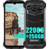 DOOGEE VMAX 5G Rugged Smartphone, 22000mAh Batteria, Dimensity 1080 20GB+256GB, 6.58'' FHD+, 108MP Triple AI Fotocamera (20MP Visione Notturna)+ 32MP, Android 12 Cellulare Impermeabile, NFC Nero