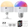Dufuso Lampadina Ricaricabile USB C Con Telecomando, E27 Lampadina Senza Fili, 5W Lampadina LED Dimmerabile 9 Colori RGB e 3 Temperature Colore (3000/4000/6000K), Lampada Portatile LED Ricaricabile