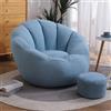 DESHVA Puro Colore Bean Bag Chair Cover, (senza Ripieno) Morbido Cotone Pigro Divano Decorare Mobili per Adulti,Blu