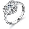 Bellitia Jewelry Anello Regolabile Donna Cuore in Argento Sterling 925, Anello con Pietra Zirconia Cubica, Regalo per Donne e Ragazze