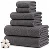 Modern Threads Amrapur Overseas Set di asciugamani Jacquard Gate in filo tinto in filo 6 pezzi carbone