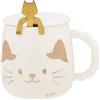 lachineuse TAZZA GATTO GIAPPONESE - TINTA BIANCA - Con Coperchio e Cucchiaio