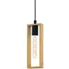 EGLO Lampada a sospensione Littleton, lampada vintage con design industriale, certificazione FSC, stile rétro in acciaio e legno, colore: nero e marrone, attacco E27