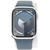 Apple Watch Series 9 Alluminio argento 41mm Cinturino Sport blu tempesta M/L (GPS + Cellular) | nuovo |