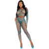 Leg Avenue Net Crop Top & Footless Tights 89325 Aqua