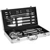 Brigros Mastercook - Kit Accessori Professionali In Acciaio Per Barbecue Con Valigetta, Set Accessori Bbq Con Pinze, Forconi, Spatola E Spazzole, Valigetta Attrezzi Barbecue