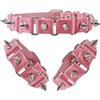 Manfnee Rosa Punk Rock Gotico Set di Collana girocollo e Bracciale Pelle PU Lega Choker e Polsino con Rivetto Uomo Donna Regolabili