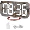 U-picks Sveglia a specchio, Sveglia digitale Ampio display a LED da 6,5 con modalità di rilevamento della luce, luminosità regolabile, 2 porte di ricarica USB Grande pulsante SNOOZE (Oro rosa)