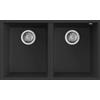 Elleci PRONTA CONSEGNA - SPEDIZIONE IMMEDIATA Elleci LGQ34040BSC Lavello da Incasso 2 Vasche Sottotop 77 x 46 cm finitura Granitek Matt Nero 40 Quadra 340 SOTTOTOP