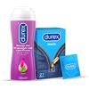 Durex Jeans 27 Preservativi+ Durex Massage 2 in 1 con Aloe Vera, Gel Lubrificante Intimo da 200ml