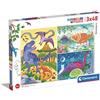 Clementoni- Supercolor Puzzle-Dinosaurs-3X48 (Include 3 48 Pezzi) Bambini 4 Anni, Puzzle Cartoni Animati-Made in Italy, Multicolore, 25288
