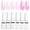 Vishine Gel Polish Set Jelly Pink Collection of 6 Transparent Natural Colors Sheer Pink Milky Mauve Purple French Manicure LED UV Gel Nail Polish Soak Off Curing Requires Home Salon 8ml