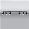 Plafoniera da soffitto in Acciaio 6xGU10 RING 6L Nera da interno