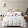 Oli Anderson Set copripiumino trapuntato per letto queen size, morbido e leggero, per tutte le stagioni, 3 pezzi, ricamo bohémien, shabby chic (bianco, matrimoniale, 228 x 228 cm)