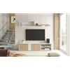 Dmora - Parete attrezzata Titusville, Mobile da Soggiorno Porta TV, Composizione Set Salotto, Set Salotto con pensile, 180x33h40 cm, Bianco e Rovere