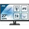 AOC AOC U27P2 - Monitor a LED - 27 - 3840 x 2160 4K UHD (2160p) @ 60 Hz - IPS - 350 cd/m² - 1000:1 - 4 ms - HDMI, DisplayPort - altoparlanti - nero U27P2
