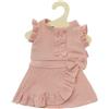 Heless 1423-Vestiti 100% Cotone Biologico, Set di 2 Pezzi con Gonna a Portafoglio e Top a Balze in Rosa per Bambole e Peluche di Taglia 28-35 cm, Tierdruck, Colore Pink, 1423