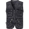 KTWOLEN Gilet Jeans da Uomo Giubbino Jeans Smanicato Vintage Moto Giacca Senza Maniche Multitasche Denim Gilet da Lavoro, Nero, M