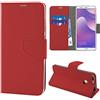 N NEWTOP Cover Compatibile per Huawei Y7 2018/Nova Lite Plus, HQ Lateral Custodia Libro Flip Chiusura Magnetica Portafoglio Simil Pelle Stand (Rosso)