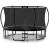 LEJUMP Trampolino Elastico per Bambini Ø 366cm Certificato TÜV Rheinland GS Tappeto Elastico Bambini da Giardino, con Rete di Sicurezza, Scala, Guanti e Strumenti di Installazione (Ferroso, 366cm)