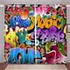 Tbrand Tenda graffiti hippie per camera da letto ragazzi hip hop street culture camera oscuramento tenda colorato graffiti modello tenda termica hipster , W66 * L72