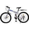 CuCummoo Bicicletta pieghevole da 26 Premium Mountain Bike Blu Bianco Combinazione di colori 21 Speed Men Women Downhill Bike Dual Disc Brake City Altri viaggi