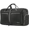 Gonex® Borsone da viaggio/sportivo leggero e pieghevole, capacità 80 litri, nero
