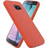 OXYN Cover Compatibile per Samsung Galaxy S6 Edge, Custodia SOFT TOUCH Opaca Morbida Gel TPU Silicone Resistente Flessibile Case Guscio Antiurto Posteriore Protettiva Proteggi (Arancione)