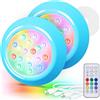 LyLmLe Faretto LED Ricaricabile, Luci Piscina Sommergibili RGBW IP68 Impermeabili con Telecomando, Fino a 40 Ore, 15cm Luci Magnetiche Subacquee Colore per Piscina Fuori Terra Interrate, Hottub 2Pack