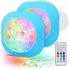 LyLmLe Faretto LED Ricaricabile per Piscina Fuori Terra, 15cm Sommergibili Luci Piscina RGBW IP68 Impermeabili con Telecomando, Fino a 40 Ore,Magnetiche Luce LED Deco per Intex Acciaio Piscine 2Pack