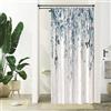 Uiiooazy Tenda Doccia Antimuffa, Tenda da Doccia Piccola 90x180cm Foglie Blu Verde Eucalipto Tavola di Legno Rustico Tende da Bagno Tessuto Lavabile Impermeabile Tende per Vasca da Bagno con 6 Anelli