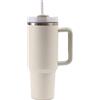 Moollyfox 40 oz Tazza termica a doppia parete in acciaio inox con manico Upgrade tazza da caffè 1200 ml tazza portatile da viaggio tazza termica con cannuccia e coperchio beige