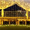 Amorxiao Tenda luminosa 6x3m 600 LED, tenda luminosa a LED Decorazione natalizia per interni con 8 modalità, IP44 Bianco Caldo per camerette natalizie per bambini, all'aperto, feste, matrimoni