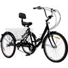OUBUBY Triciclo pieghevole da 24 pollici, 7 marce, triciclo pieghevole per adulti, con cestino per la spesa, bicicletta per esterni, con luce a LED e portabicchieri, adatto per tutte le superfici