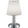 Trio Leuchten Trio Lampada da tavolo Mats II 599700101, metallo nichel opaco, paralume in tessuto bianco, escl. 1x E14, On/Off Touch