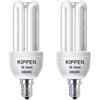 kippen 1400X2 - Confezione 2 pezzi di Lampade a Risparmio Energetico Modello 3 Tubi, 18 Watt. Luce fredda 6500K. Attacco E14